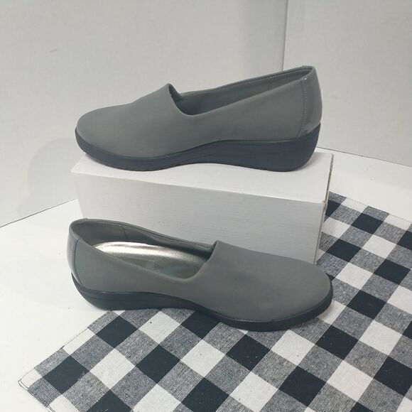 ANNE KLEIN SPORT WOMANS SHOES SLIP-ON SNEAKERS WEDGE GRAY 9.5M - Picture 2 of 11